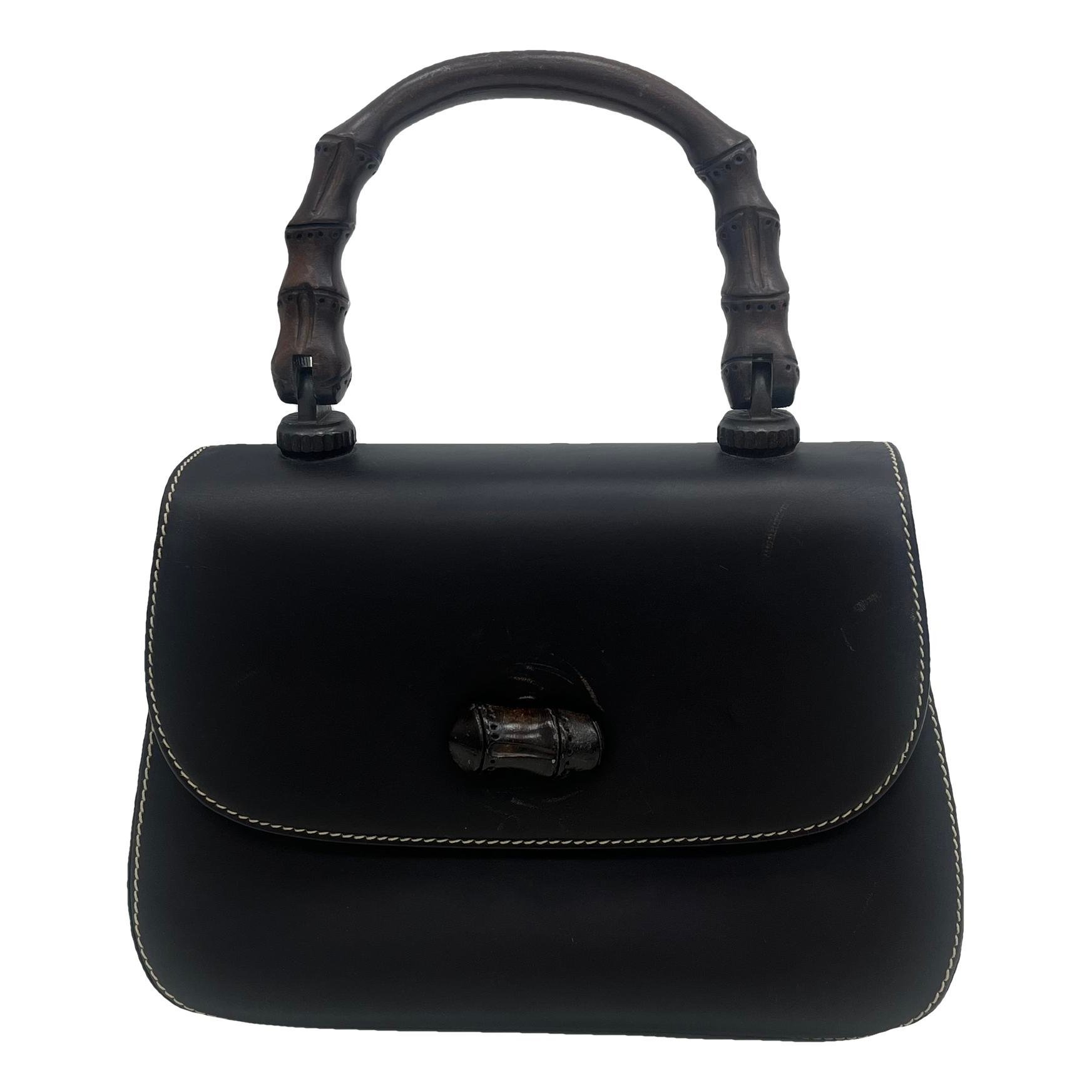 Convertible Bamboo Top Handle leather handbag