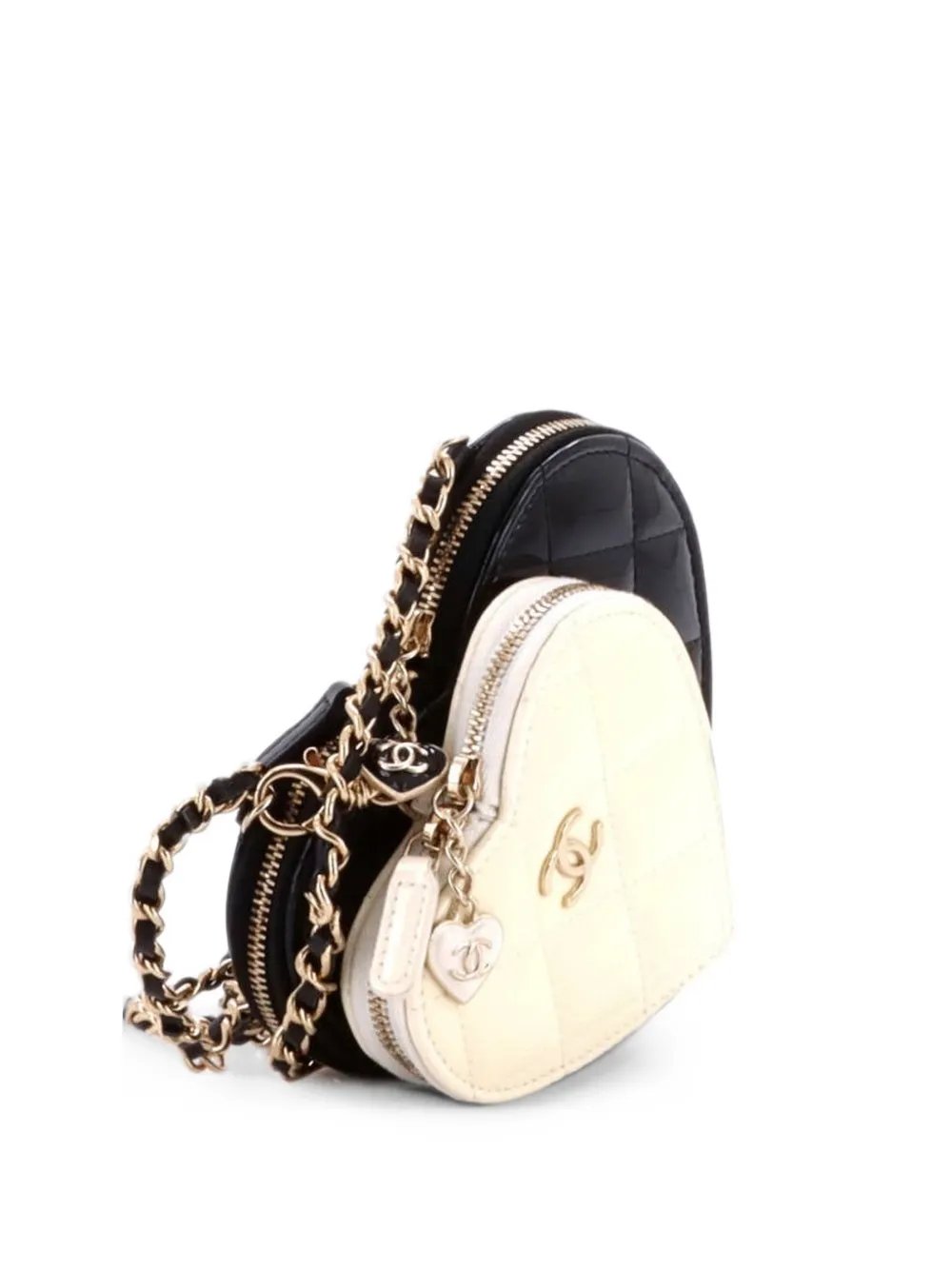 Double Heart Clutch with Chain Quilted Patent crossbody bag