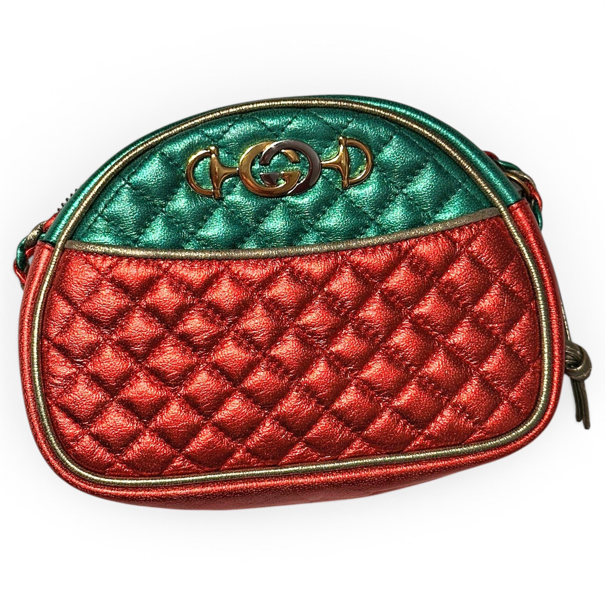 Laminated leather crossbody bag