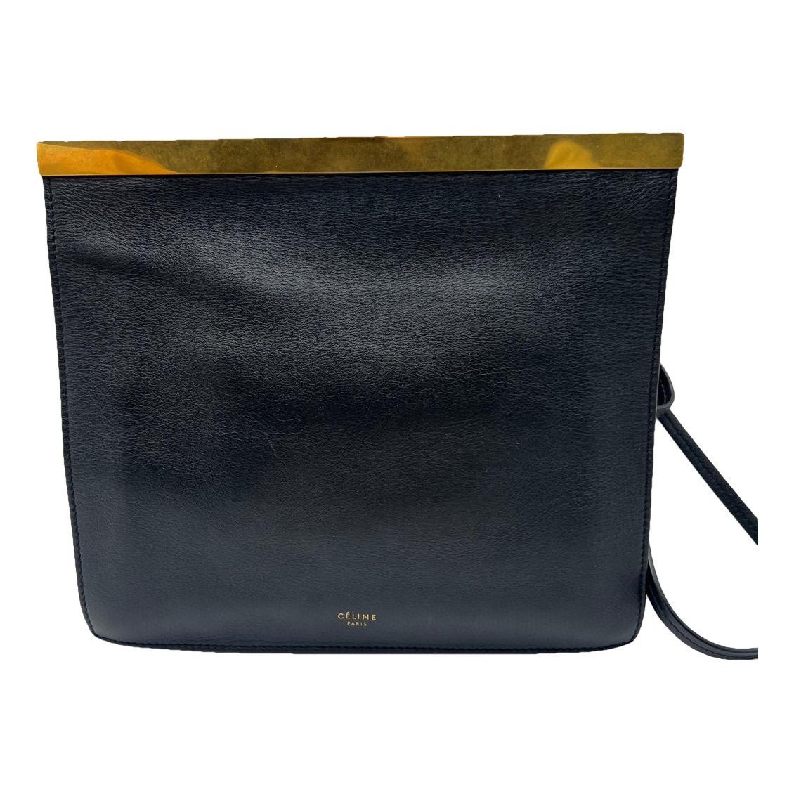 Clasp leather handbag