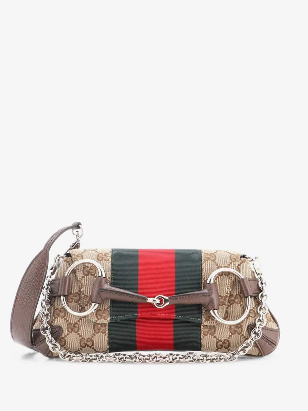 Horsebit NM Web Chain Clutch GG Canvas Small shoulder bag