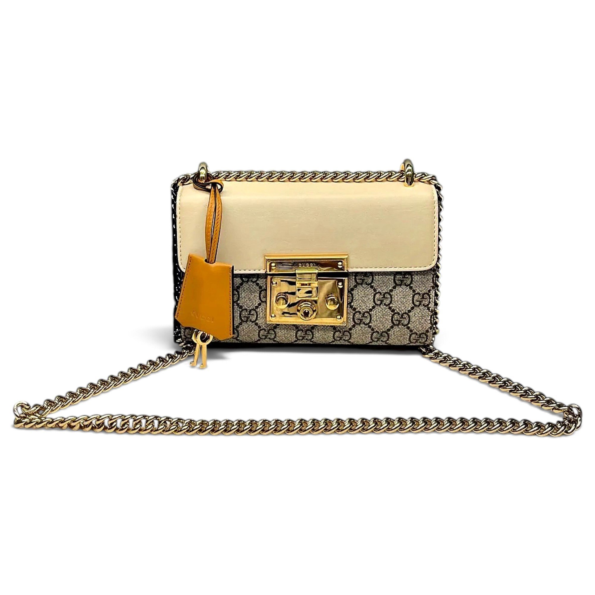 Padlock leather crossbody bag