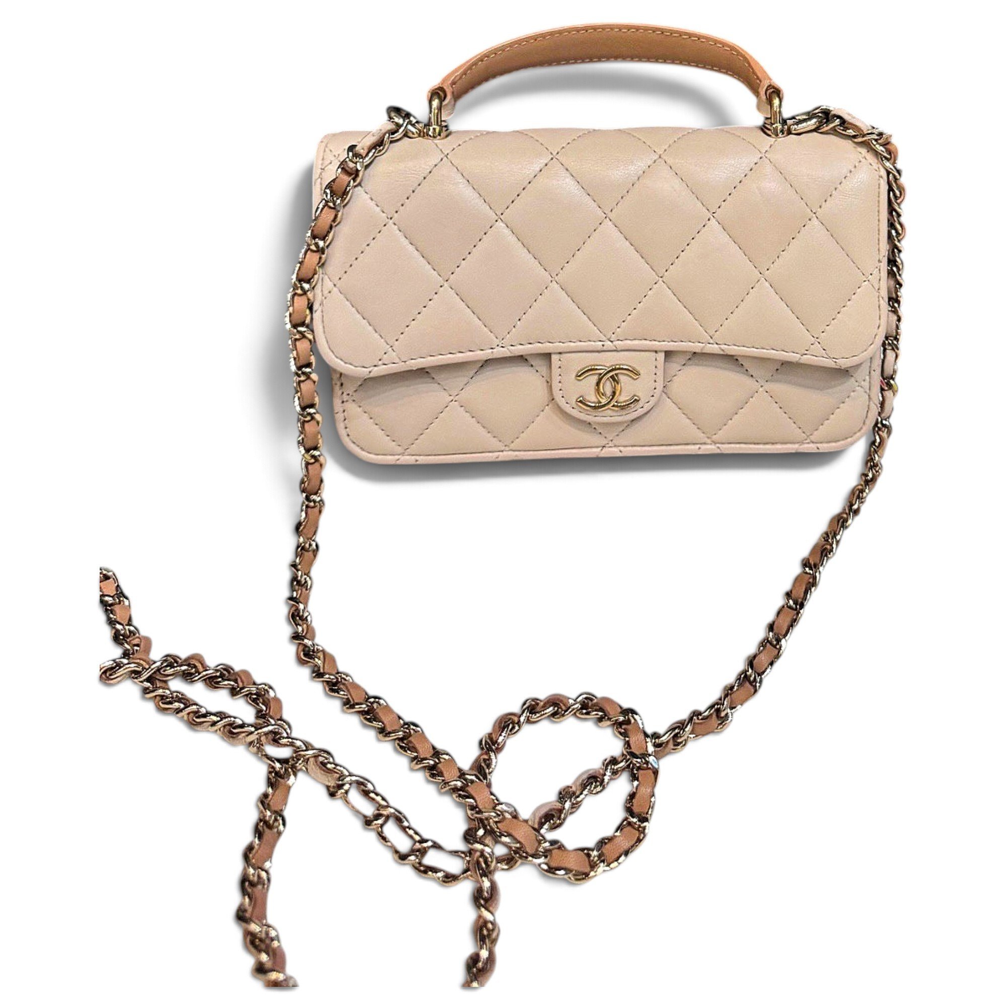 Trendy CC Top Handle leather handbag