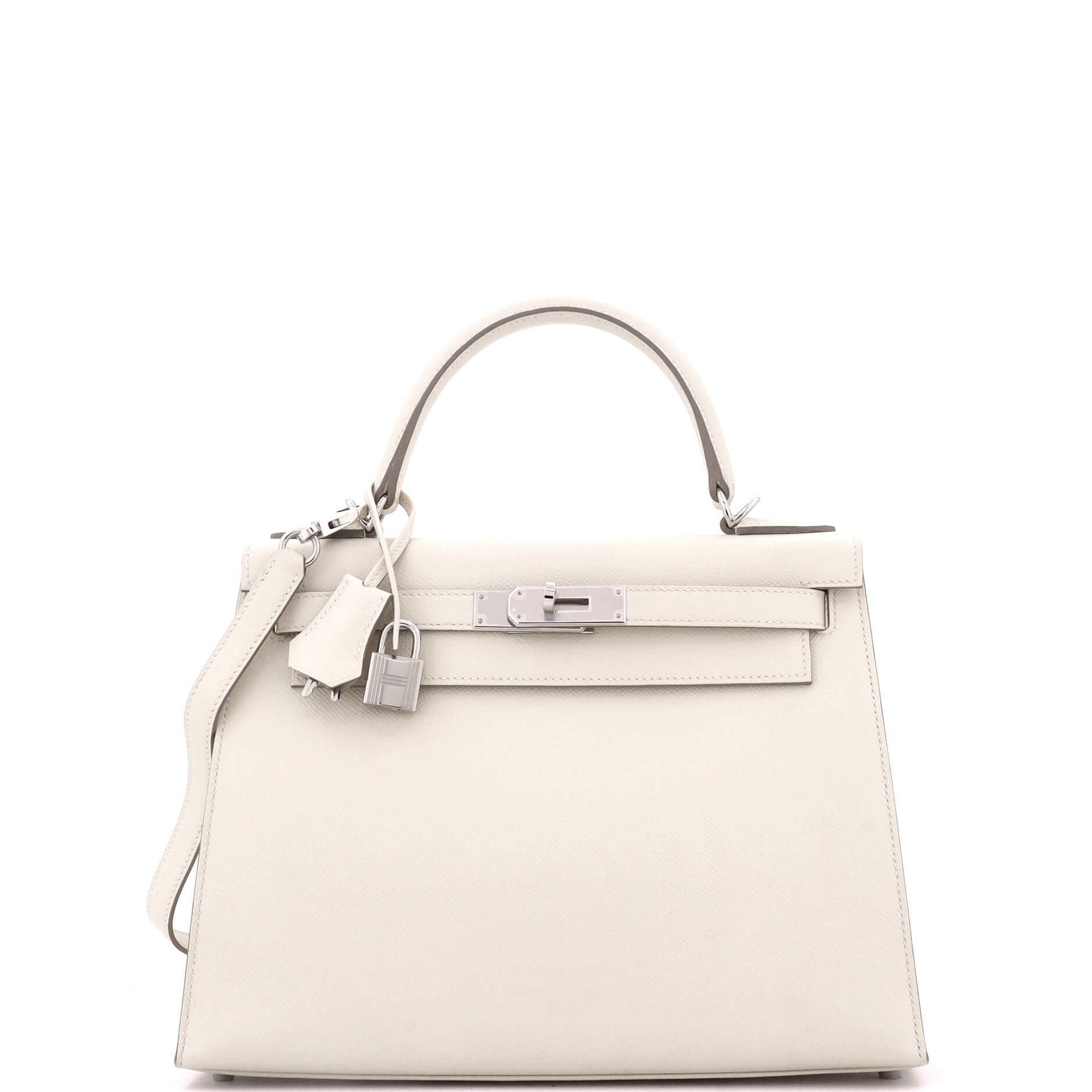 Hermes Kelly Handbag Light Epsom with Palladium Hardware 28