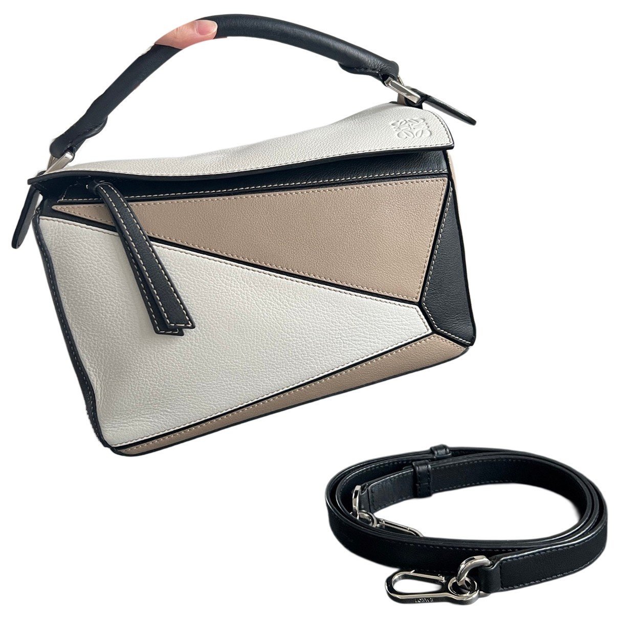 Puzzle leather handbag