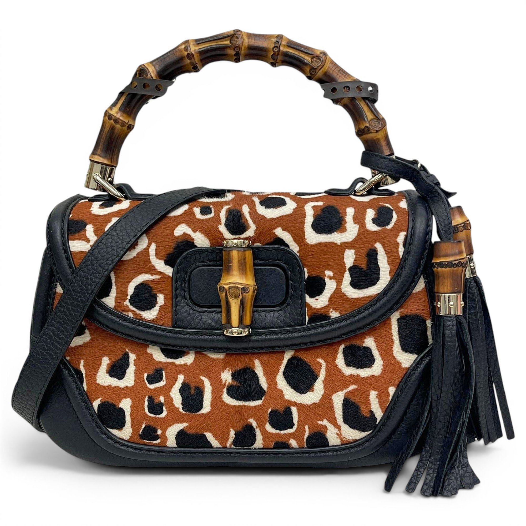 Convertible Pompon Bamboo Top Handle cloth handbag