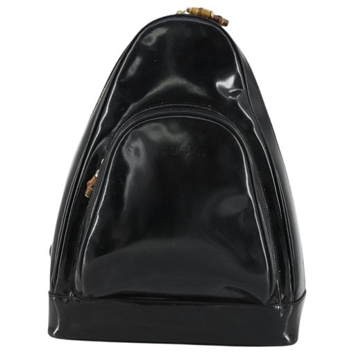Bamboo patent leather handbag