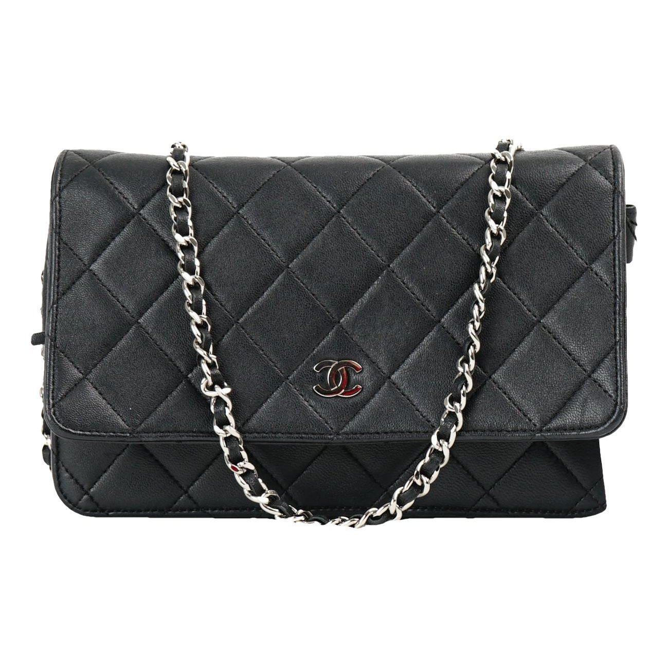 Trendy CC Wallet on Chain leather handbag
