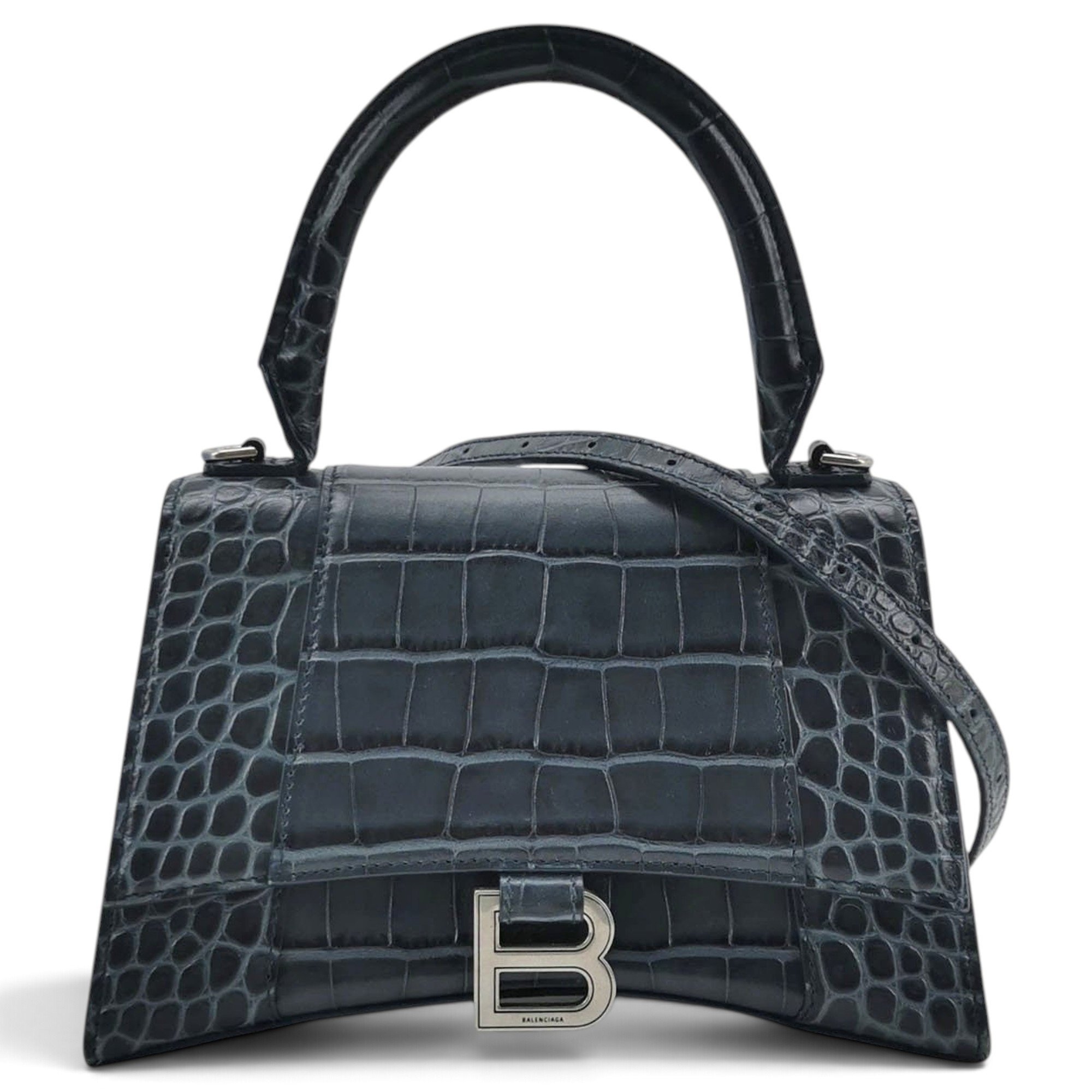 Hourglass leather handbag