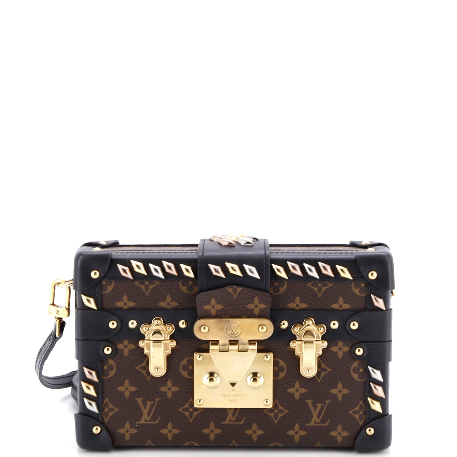 Louis Vuitton Petite Malle Handbag Studded Monogram Canvas