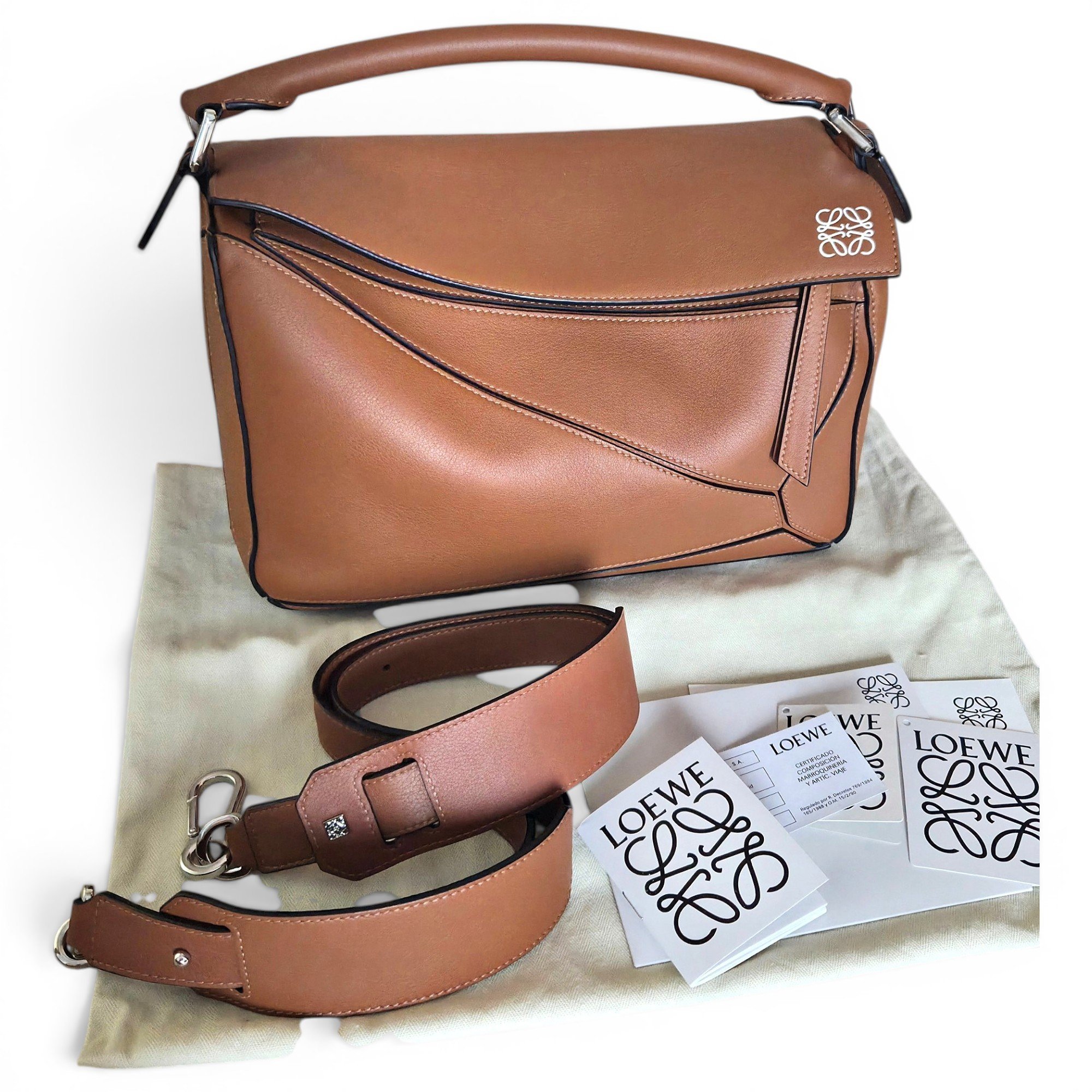 Puzzle leather handbag