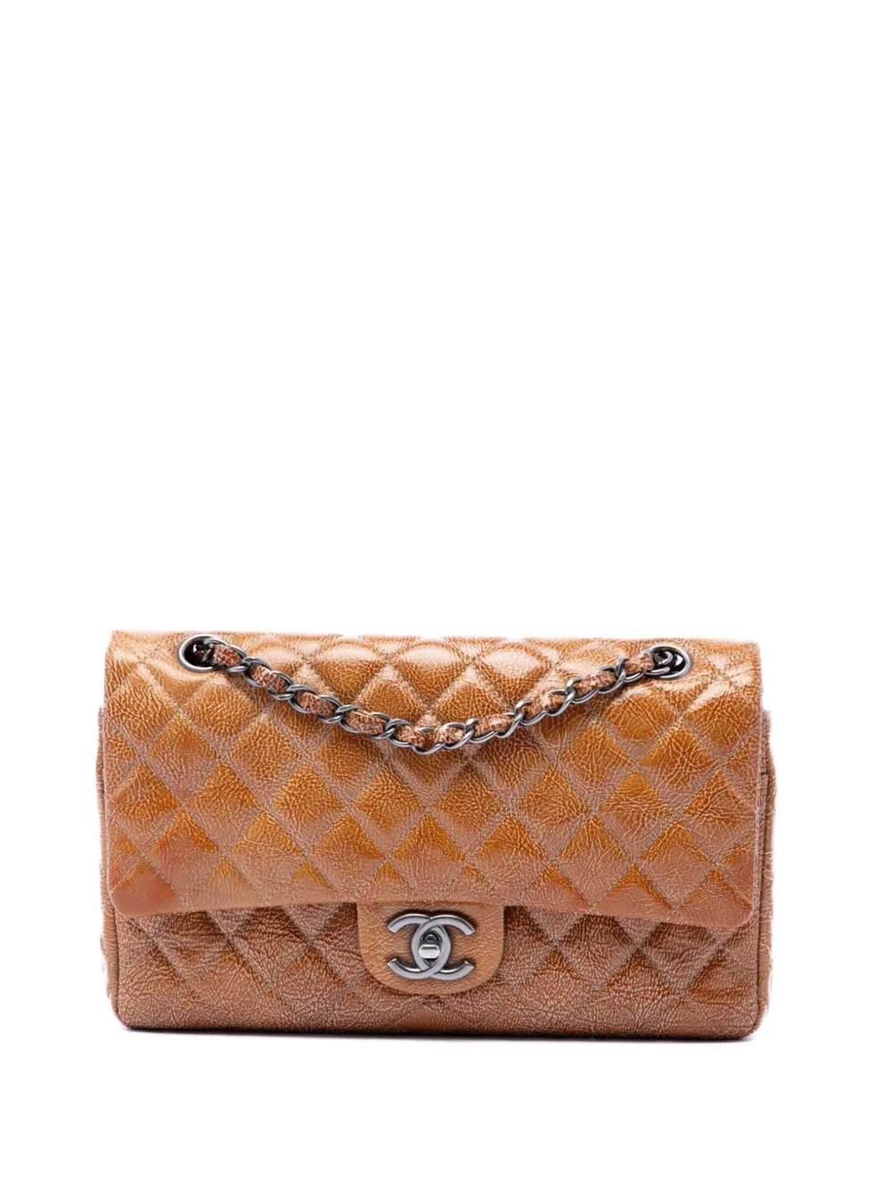 2008-2009 Medium Classic Crinkled Patent Double Flap shoulder bag