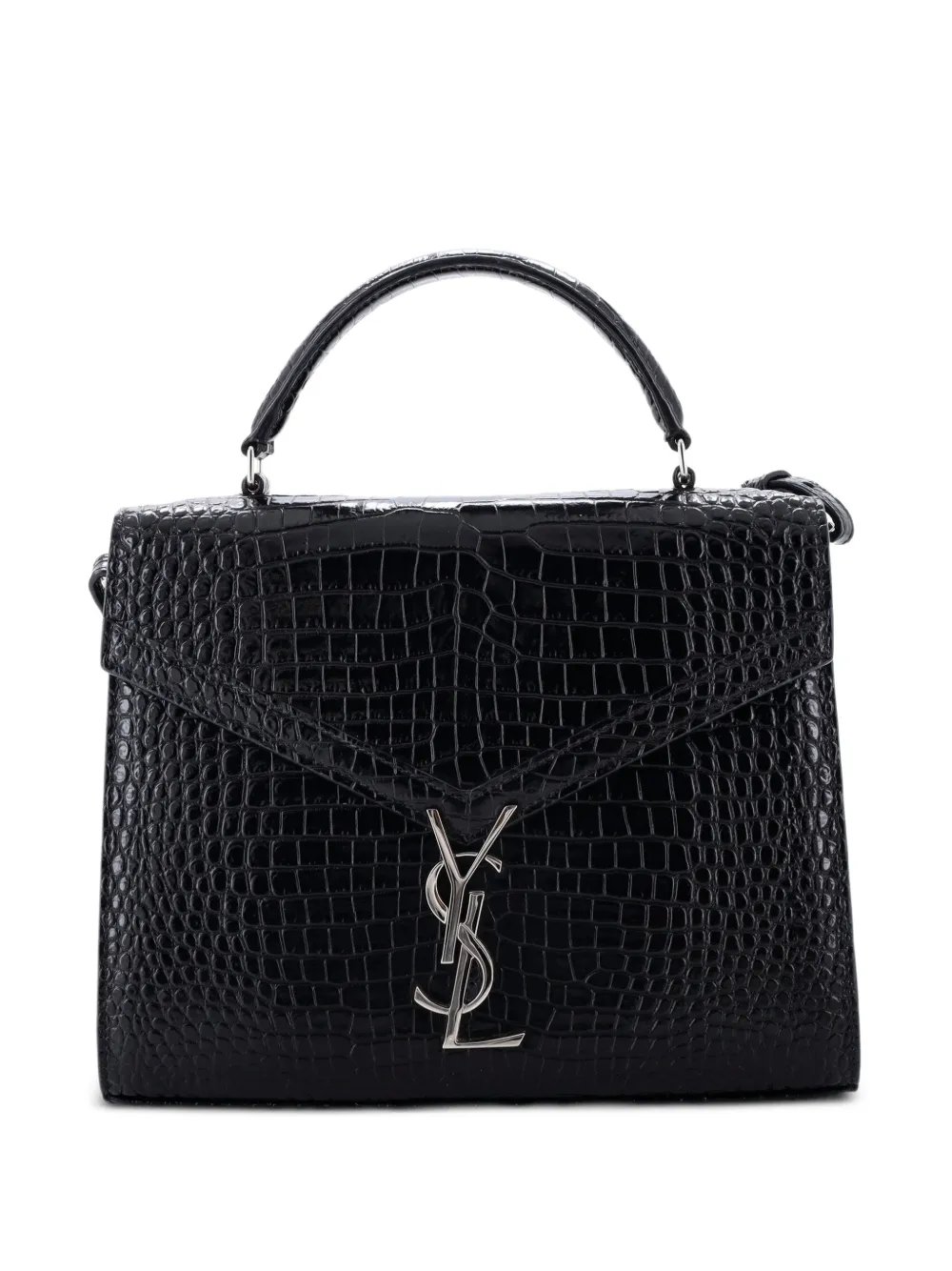 Cassandra Top Handle Bag Crocodile Embossed Leather Medium satchel