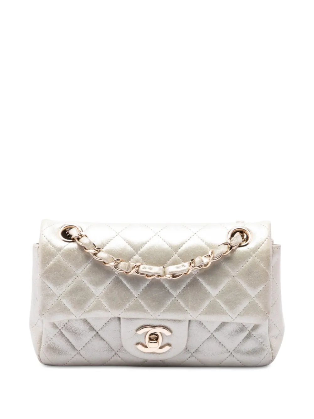 2011 Mini Rectangular Classic Iridescent Lambskin Single Flap crossbody bag