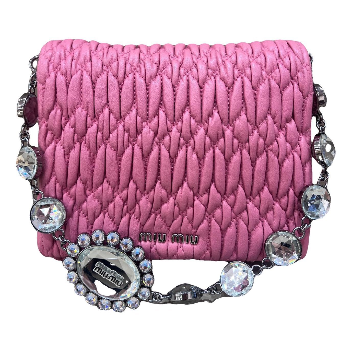 Miu Crystal leather handbag