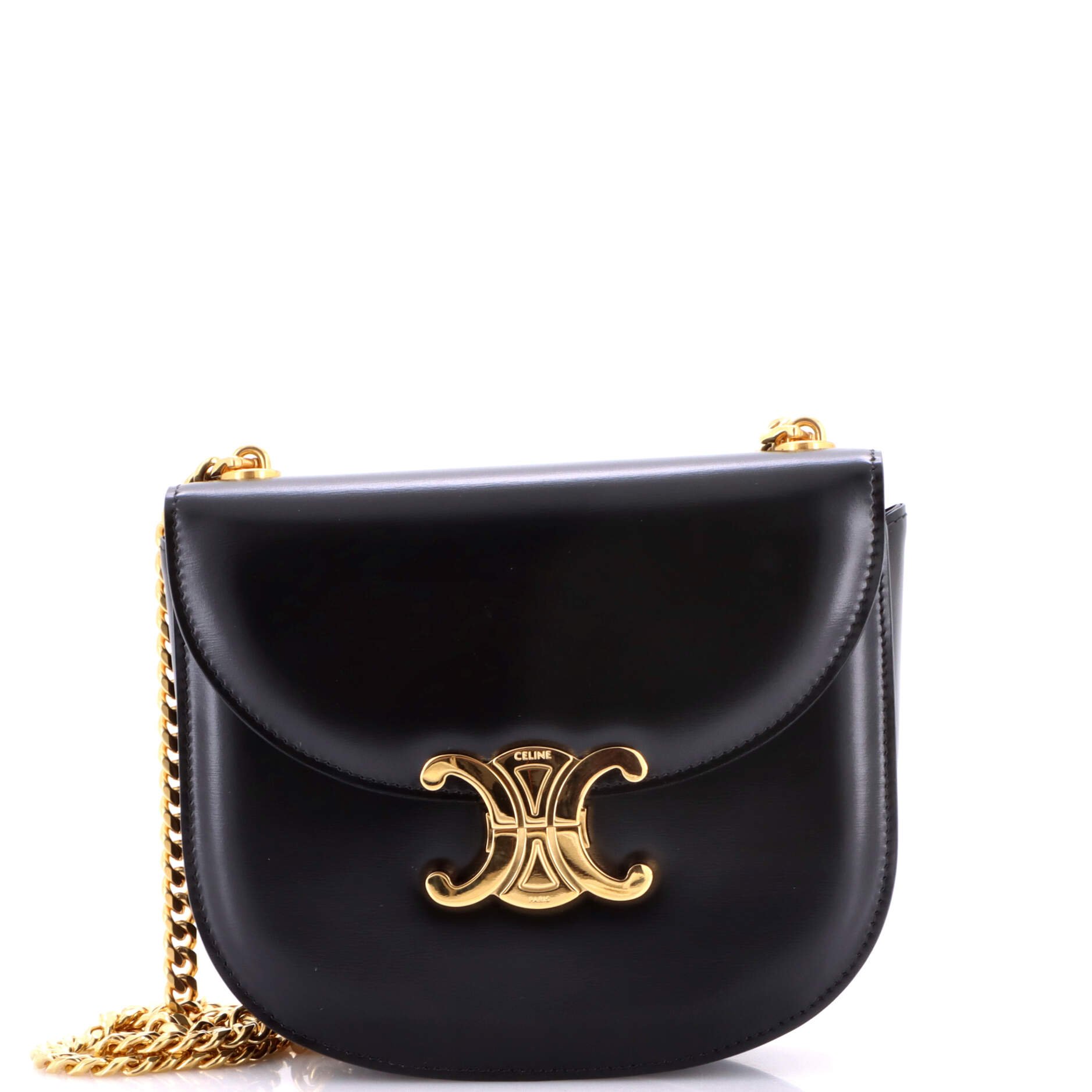 Triomphe Besace Clea Chain Flap Bag Leather