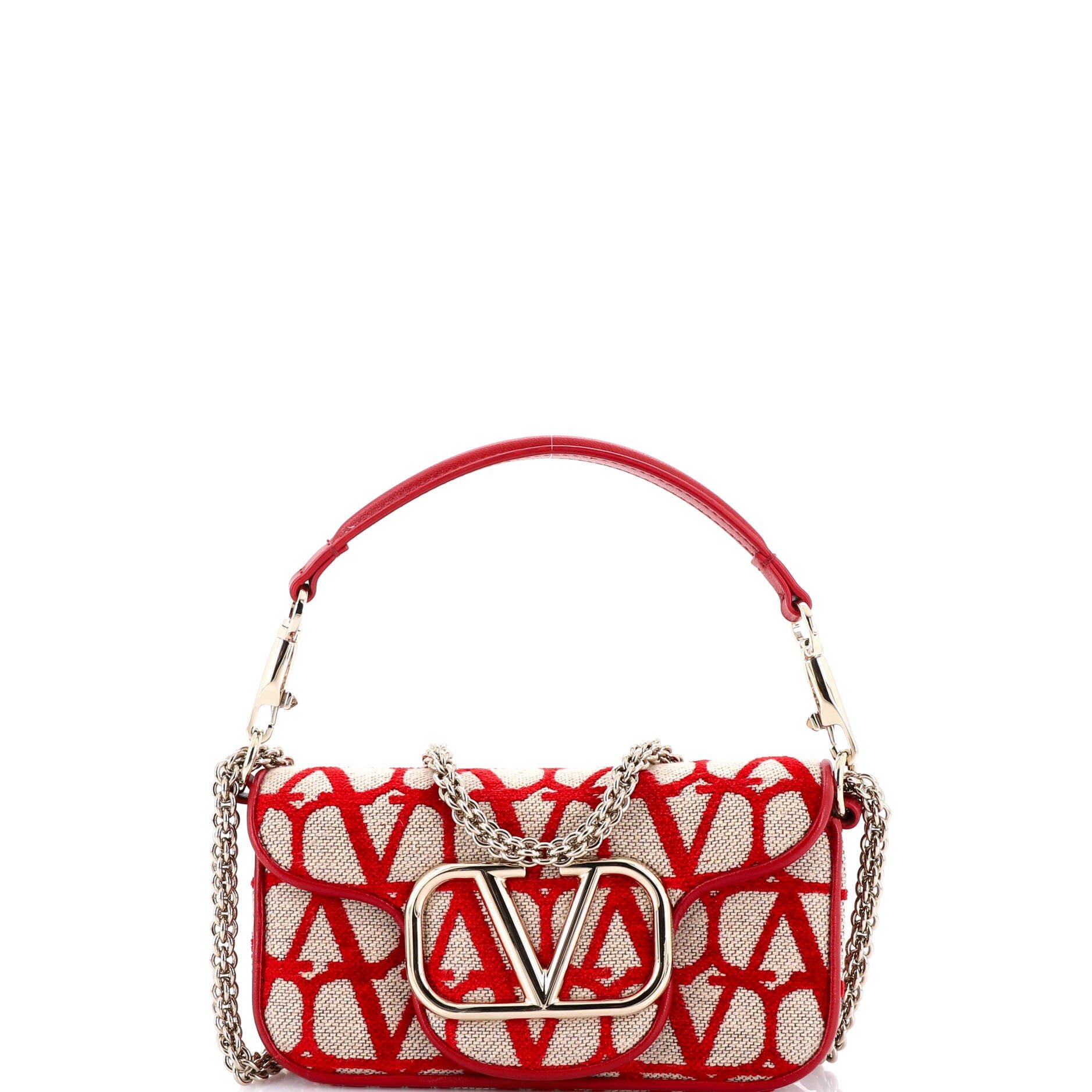 Valentino Garavani VLogo Loco Flap Shoulder Bag Toile Iconograph Fabric Small