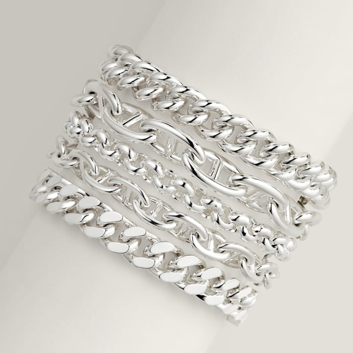 Sans Coloris Chaine d'Ancre Multichaines Cuff Bracelet