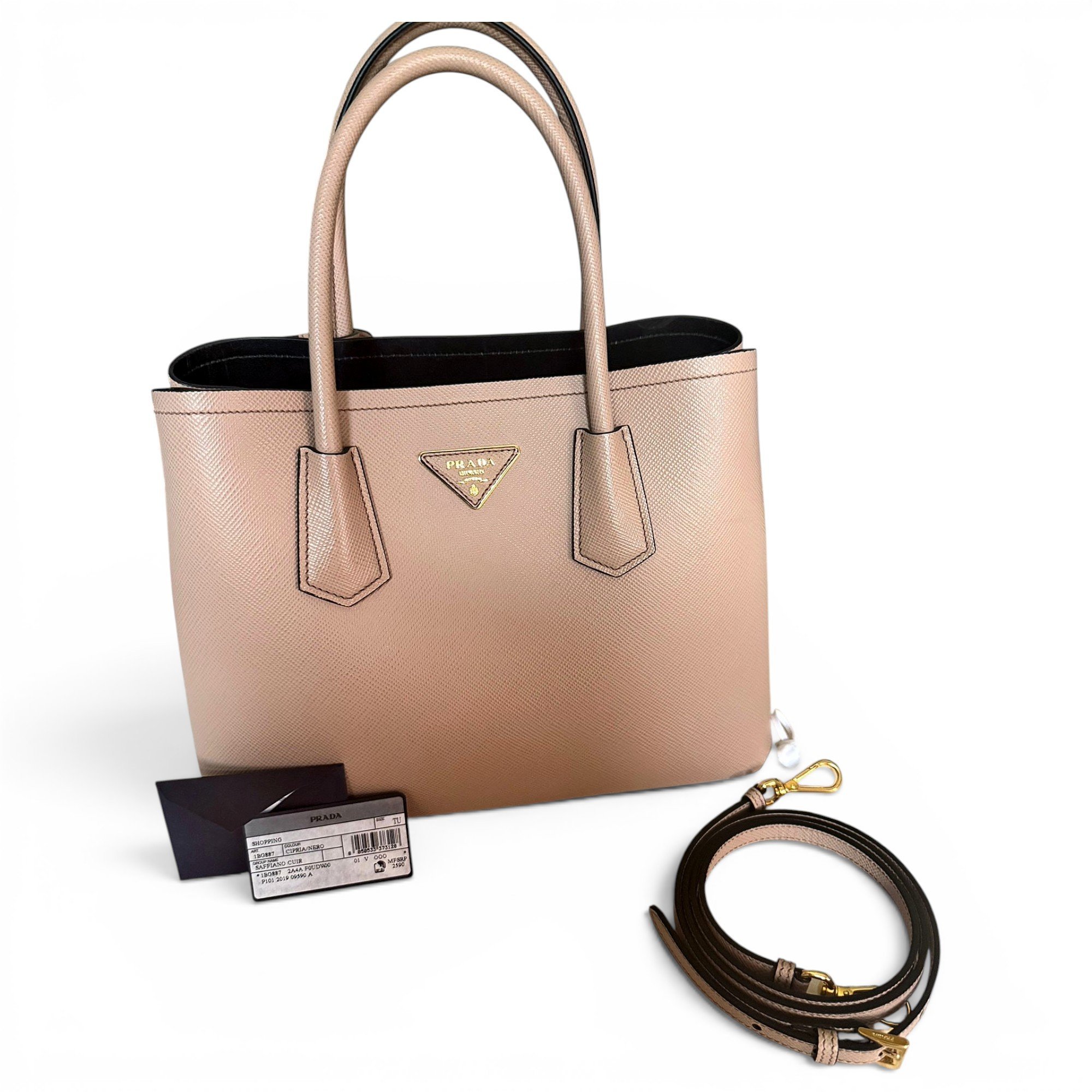 Double leather handbag