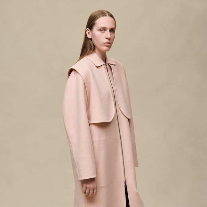 Rose Palomino Long Storm Flap Coat