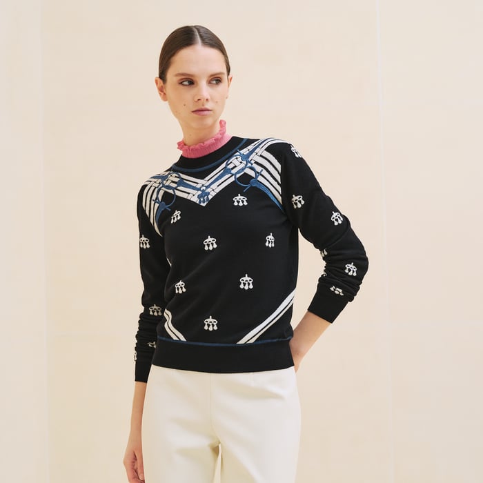 Noir "Mors a Jouets" Embroidered Long-sleeve Sweater