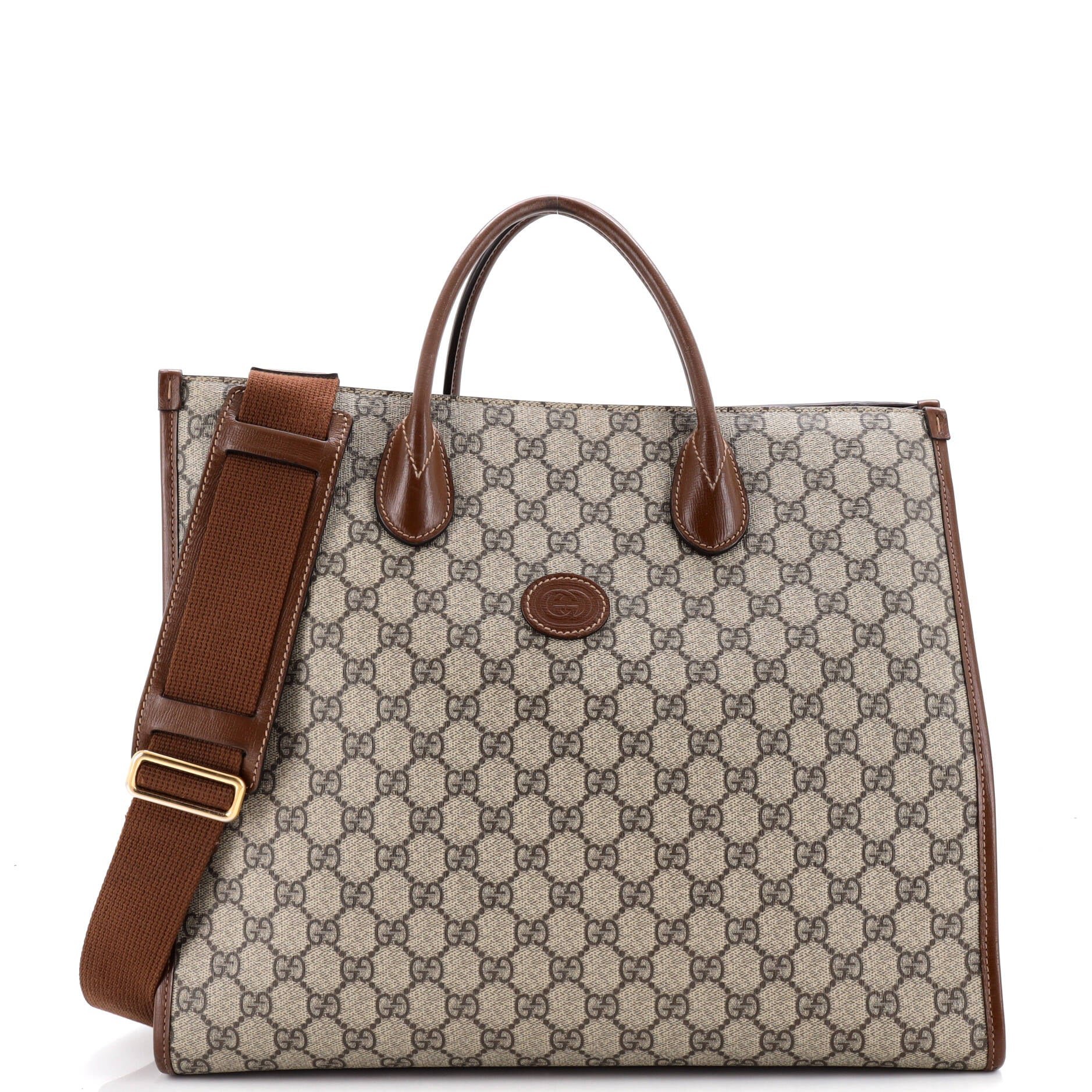Structured Top Handle Open Tote GG Coated Canvas Medium