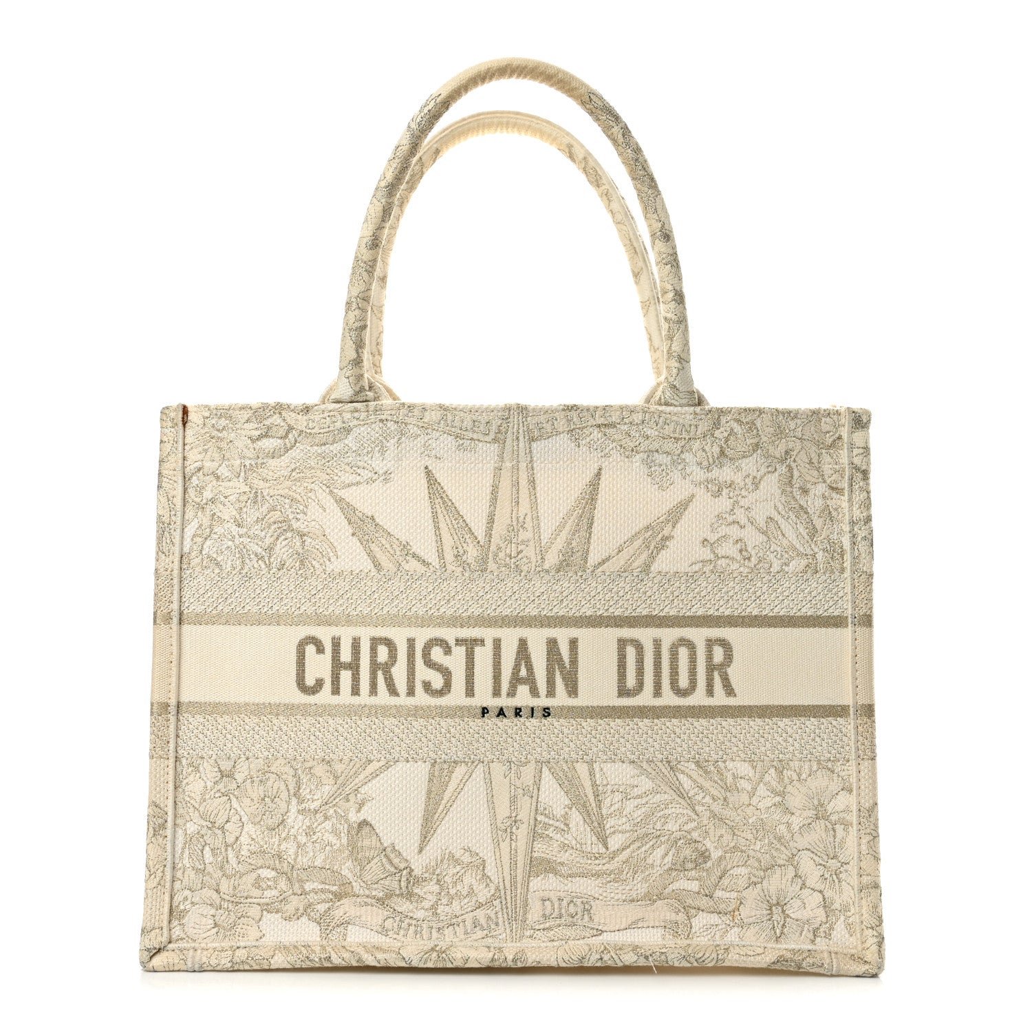 Christian Dior Canvas Embroidered Medium Rêve d'Infini Book Tote Gold
