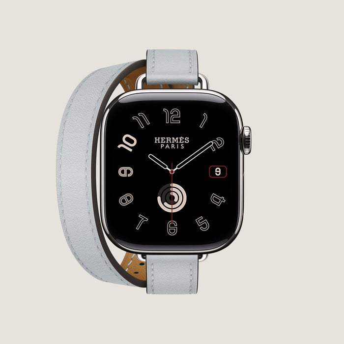 Bleu Glacier Band Apple Watch Hermès Double Tour 42 MM Attelage
