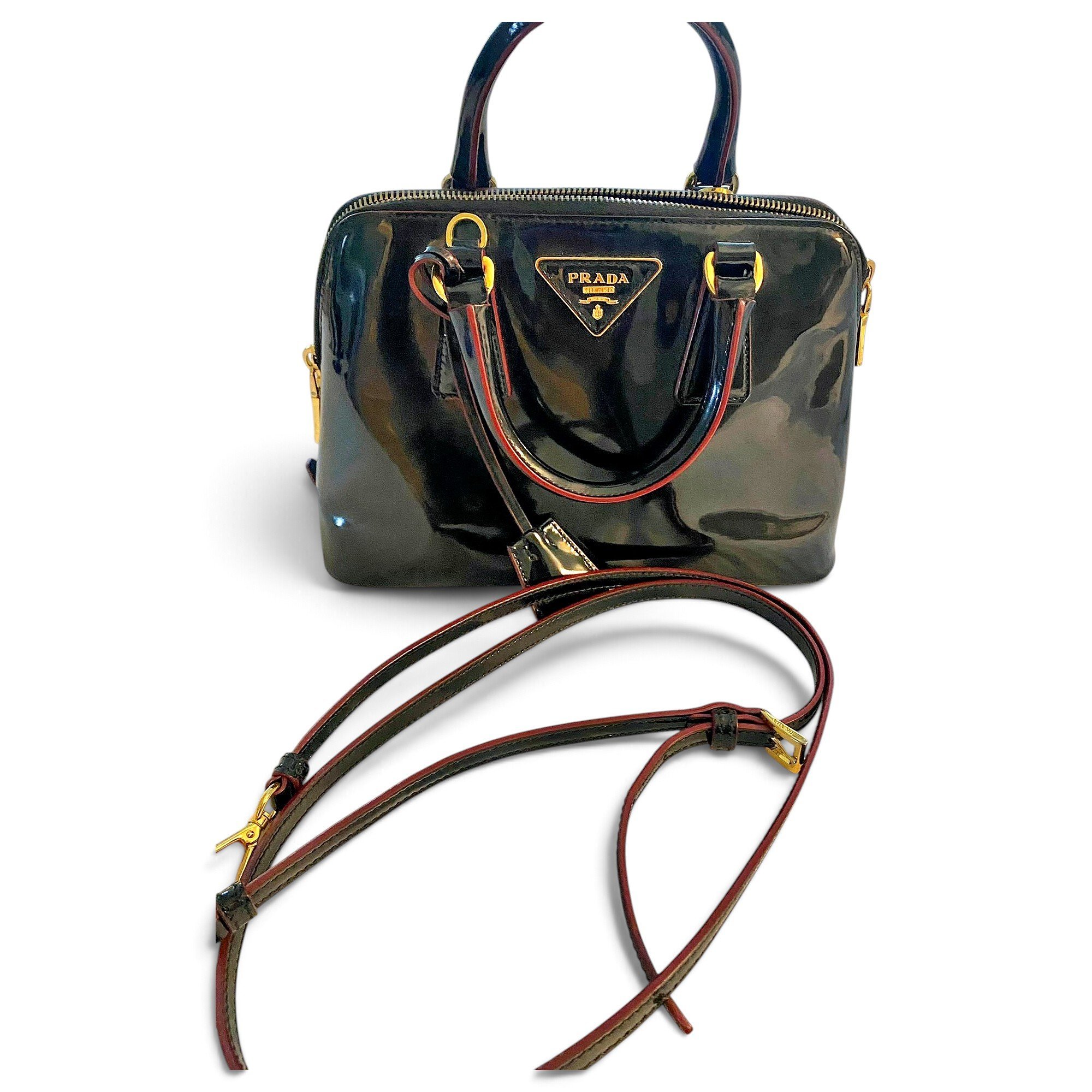 Promenade patent leather handbag