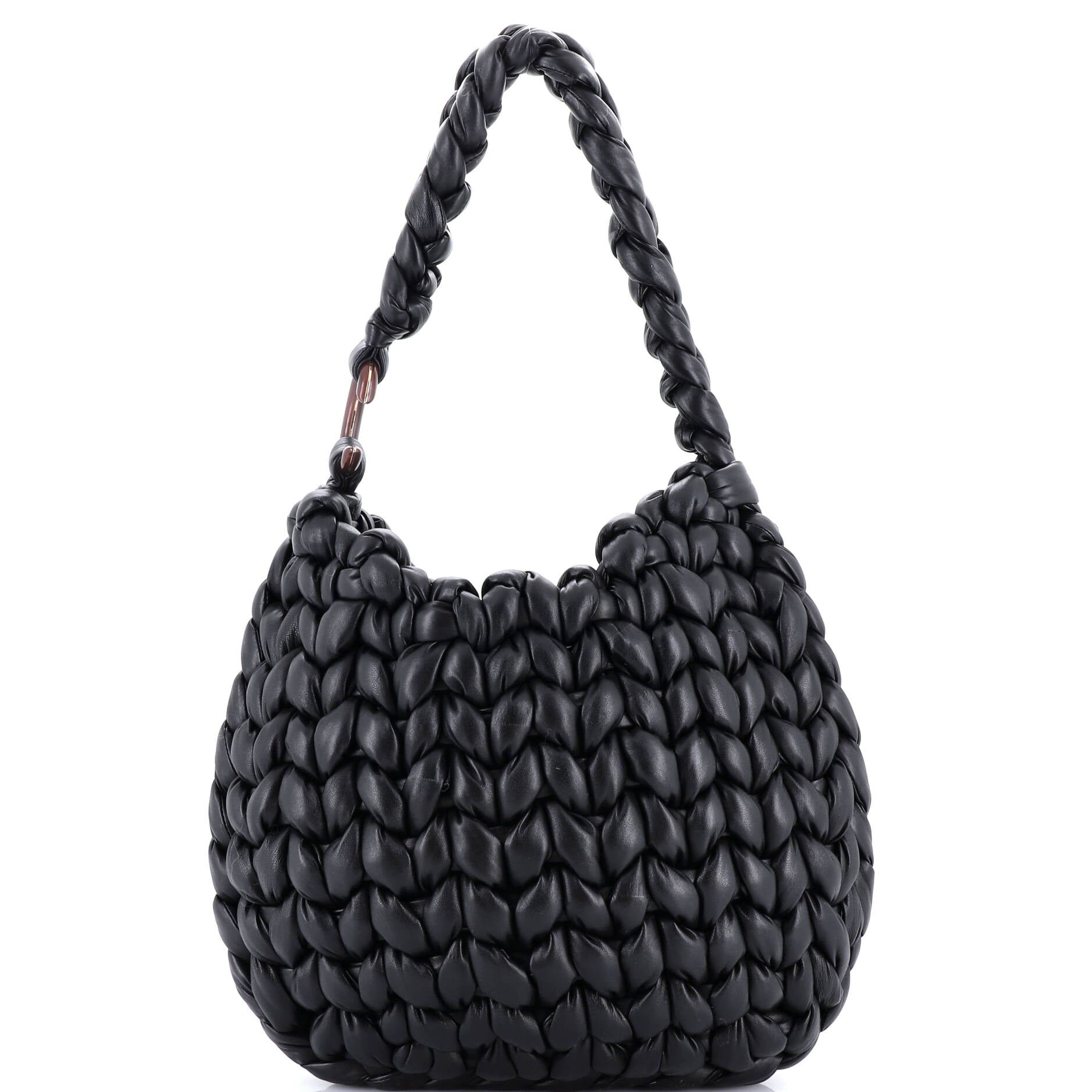 Chloe Wooden C Hobo Woven Leather Large