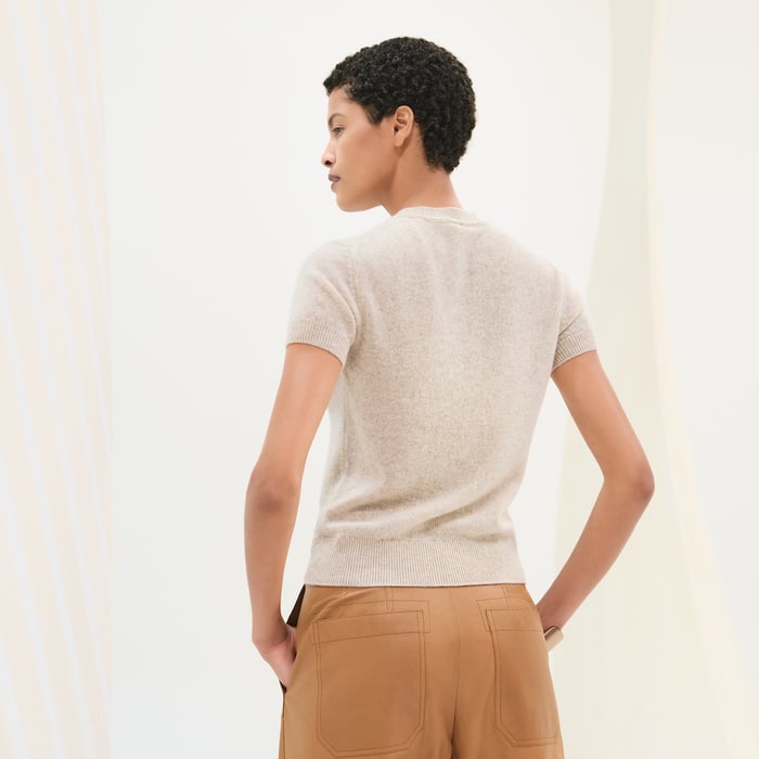 Beige Naturel Cashmere Short-sleeve Sweater