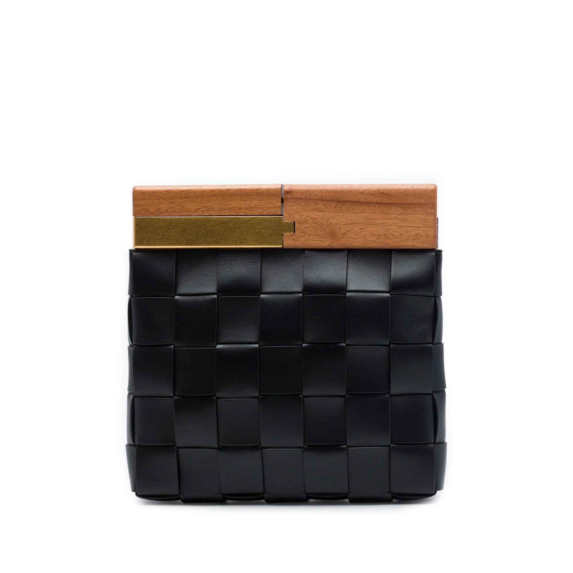 Snap leather clutch bag