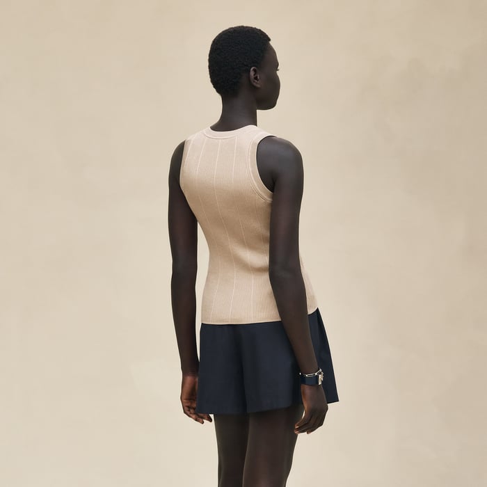 Beige Silice Débardeur En Soie