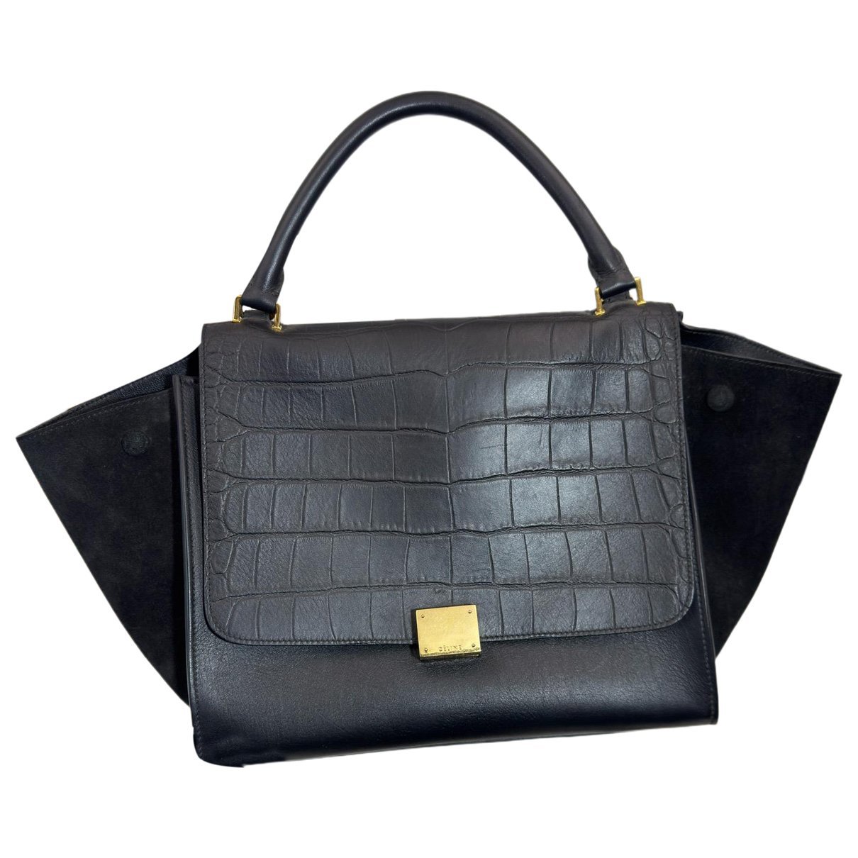 Trapèze leather handbag