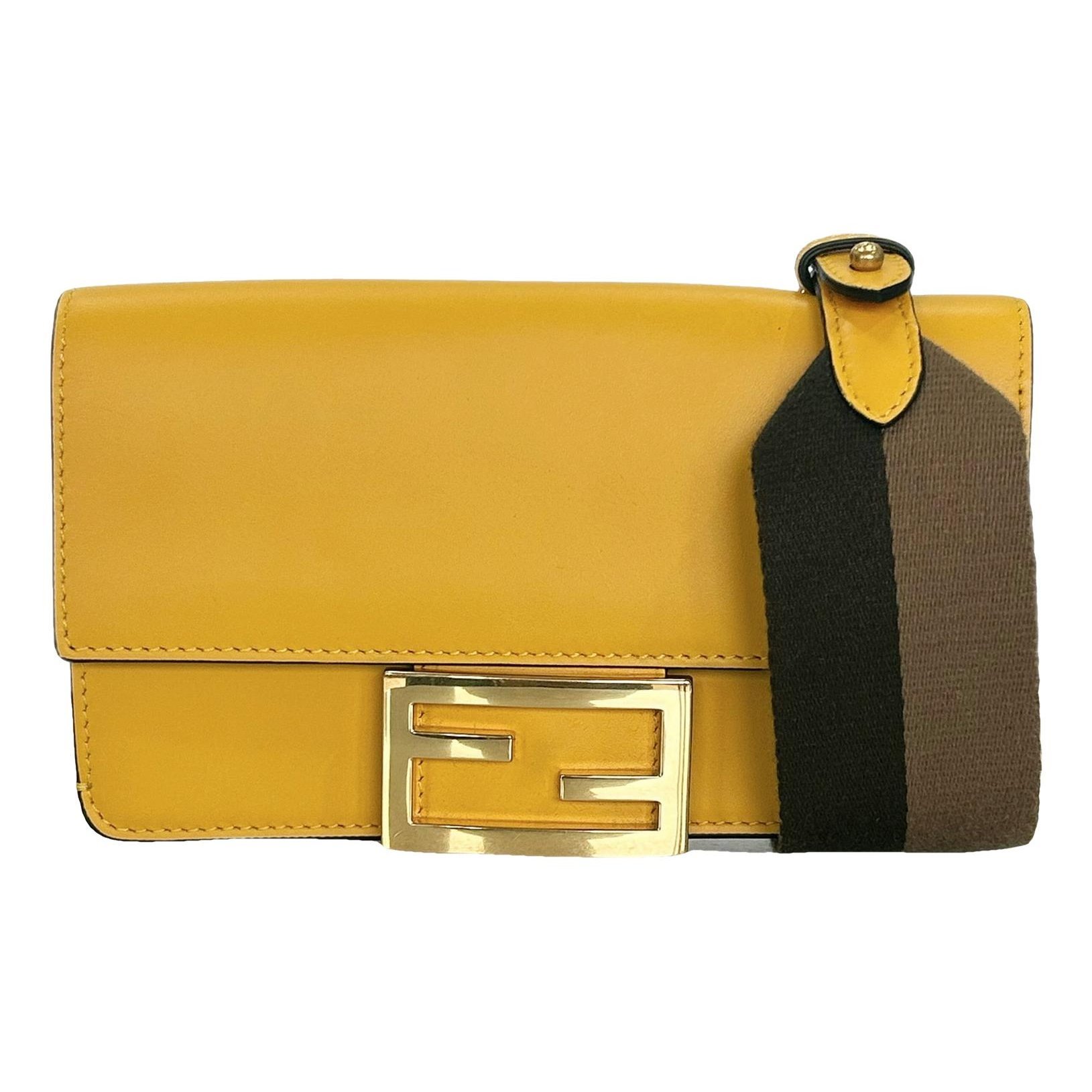 Flat Baguette leather crossbody bag
