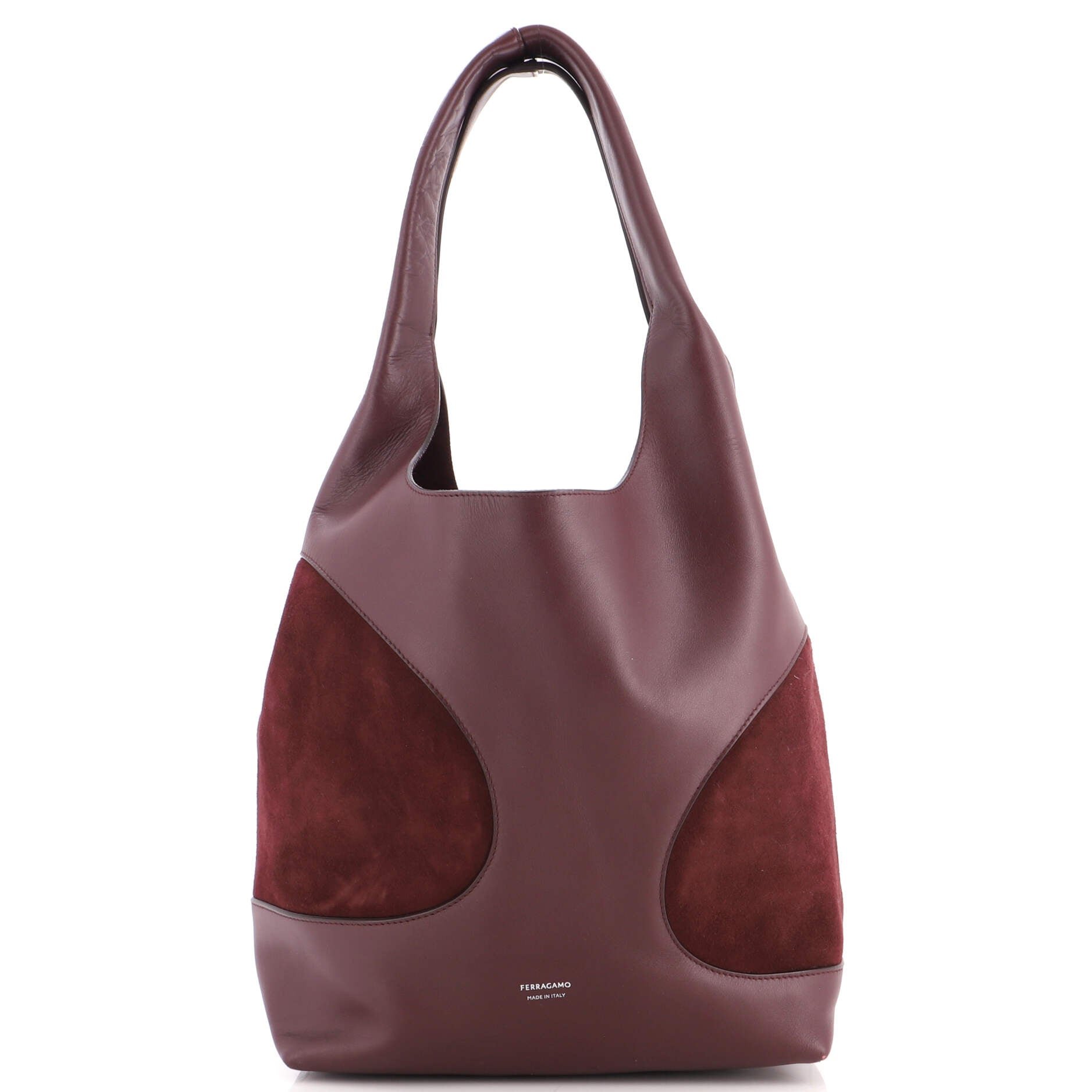 Cut-Out Detailing Hobo Leather with Suede Large