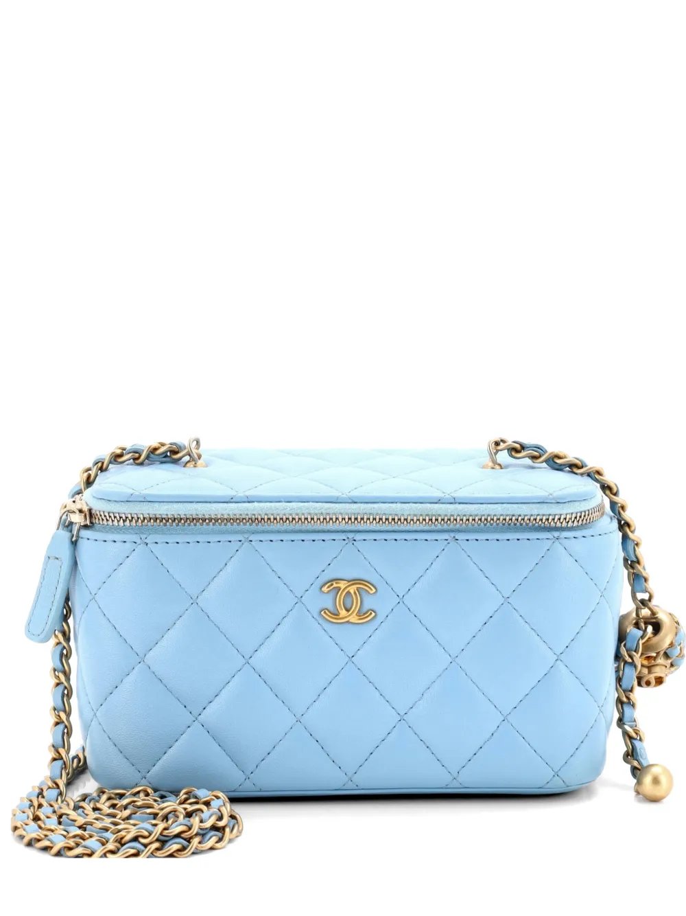 Pearl Crush Vanity Case with Chain Quilted Lambskin Small clutch bag