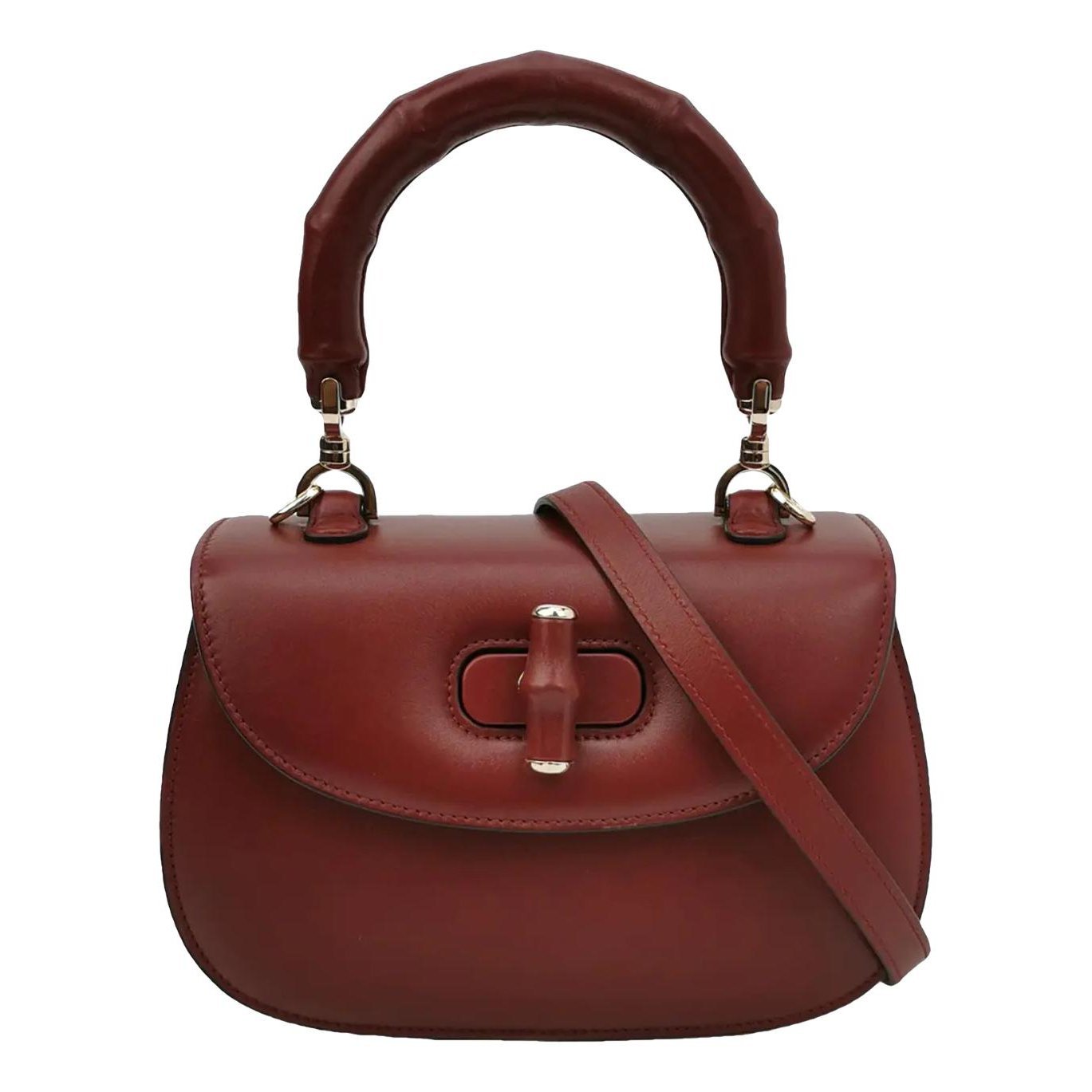 Convertible Bamboo Top Handle leather crossbody bag