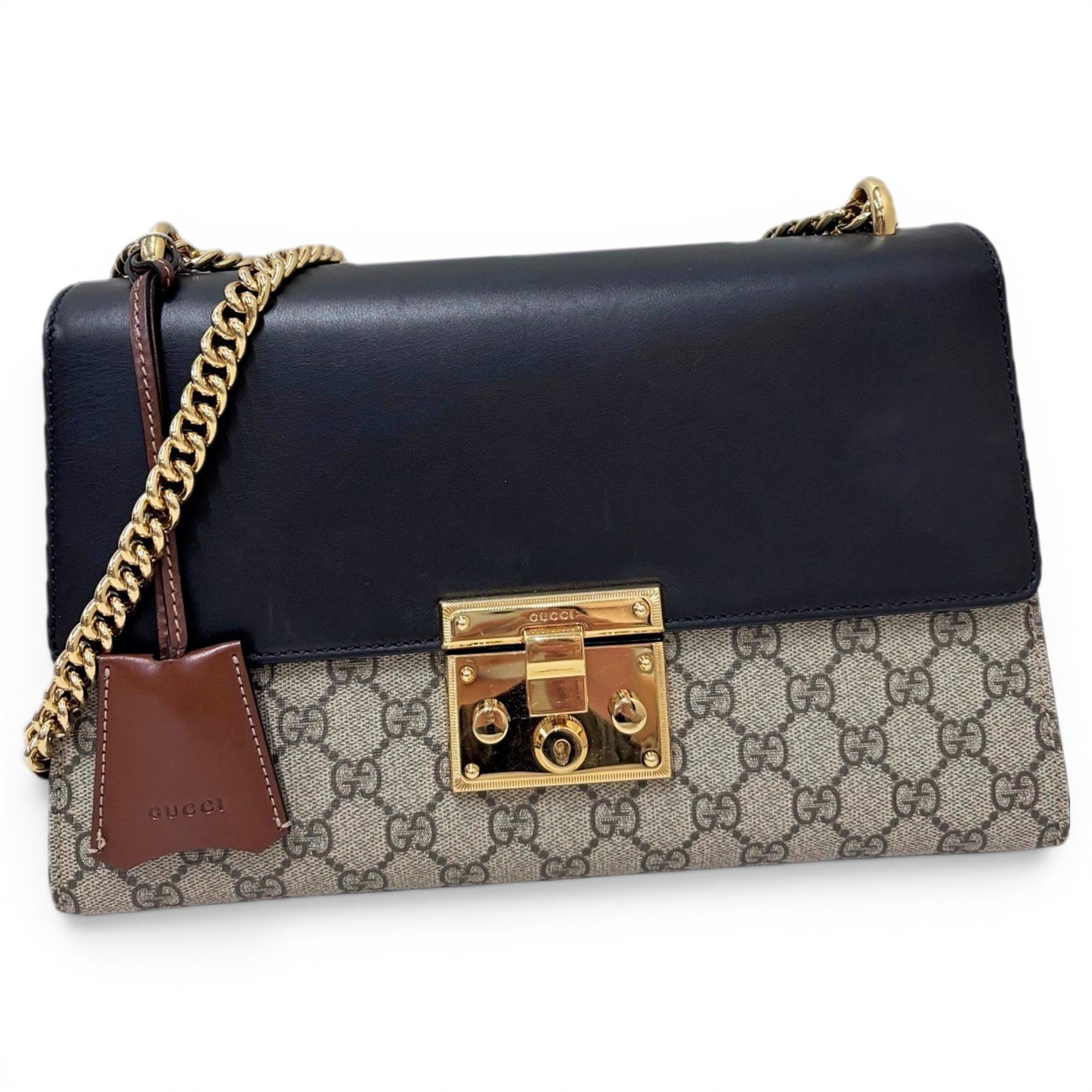 Padlock leather handbag