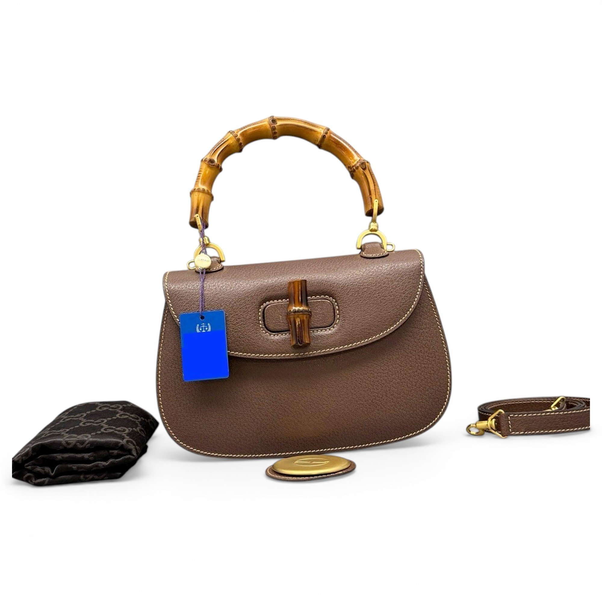Convertible Bamboo Top Handle leather handbag