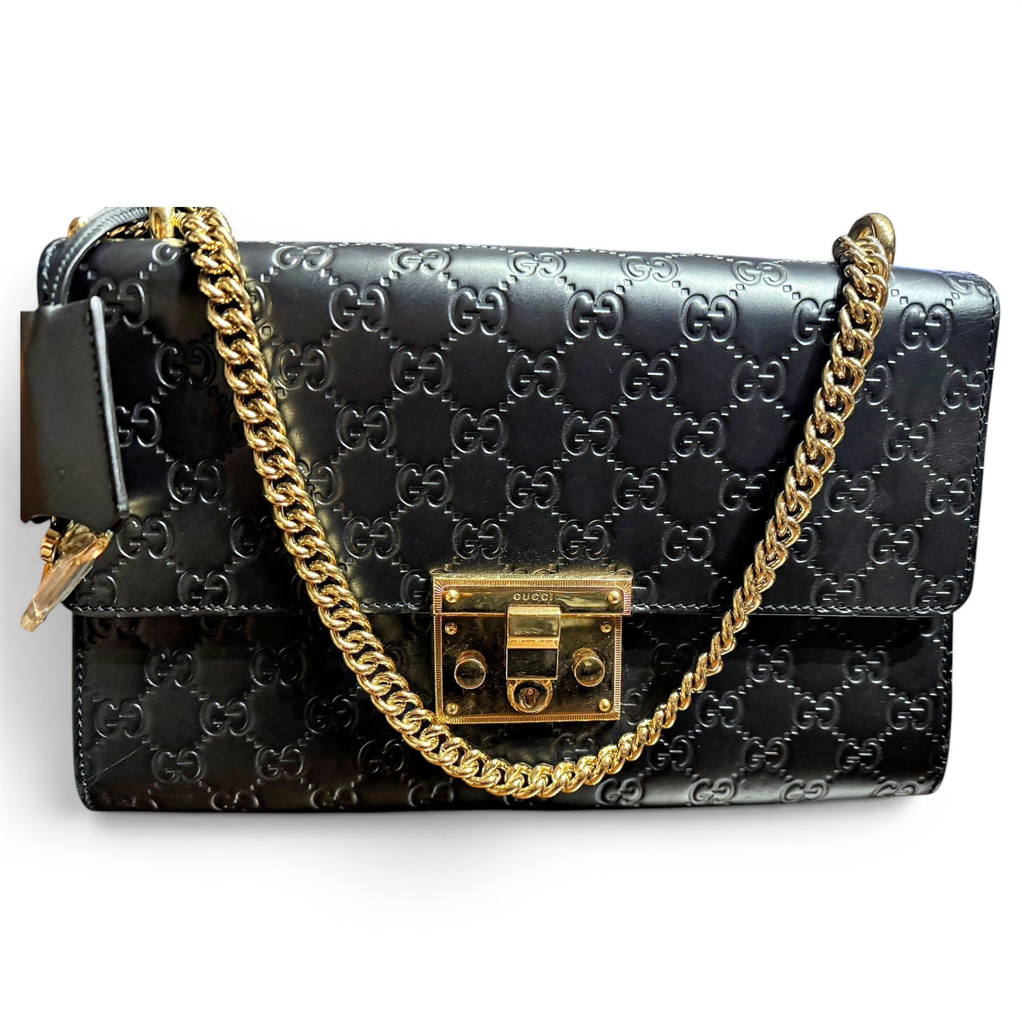 Padlock leather handbag
