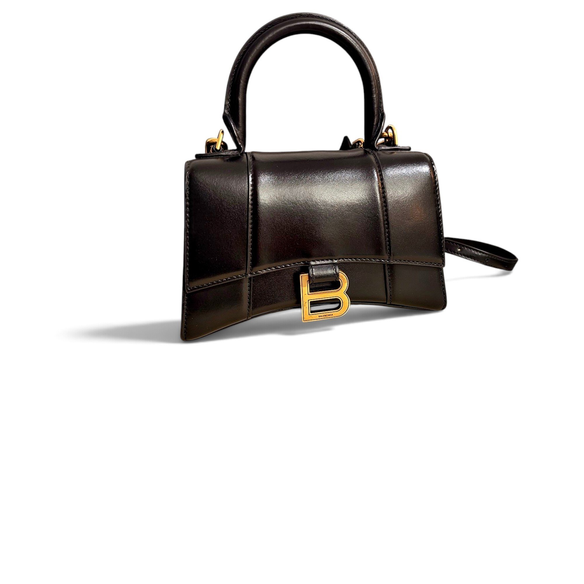 Hourglass leather handbag