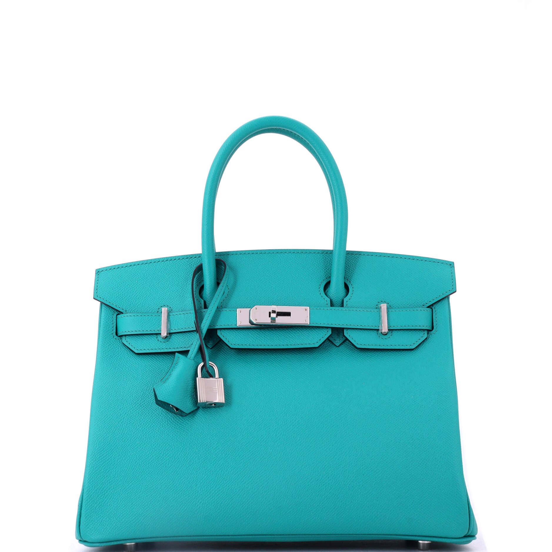 Hermes Birkin Handbag Bleu Paon Epsom with Palladium Hardware 30