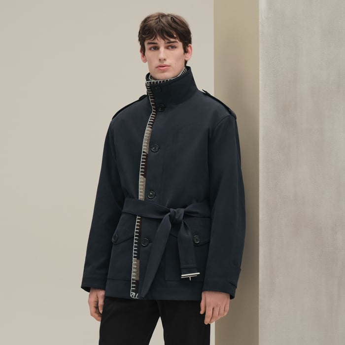 Marine Buttoned Short Parka