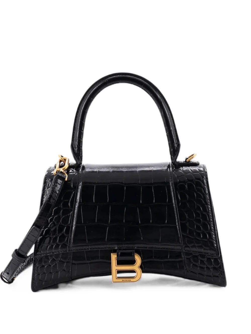 Hourglass Top Handle Bag Crocodile Embossed Leather Small crossbody bag