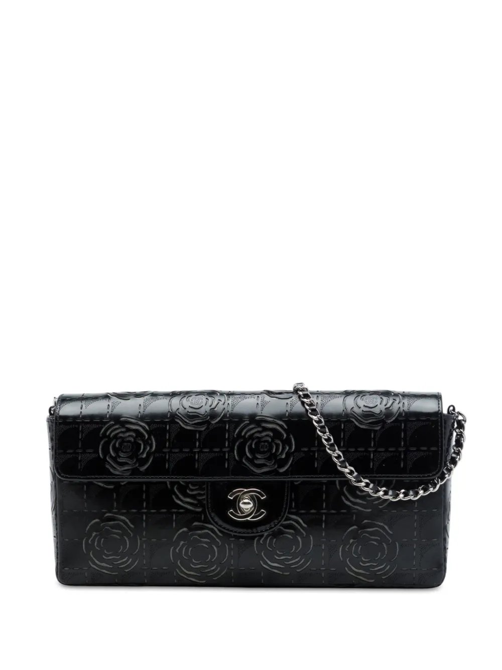 2002-2003 Laser Cut Camellia Patent East West Flap shoulder bag