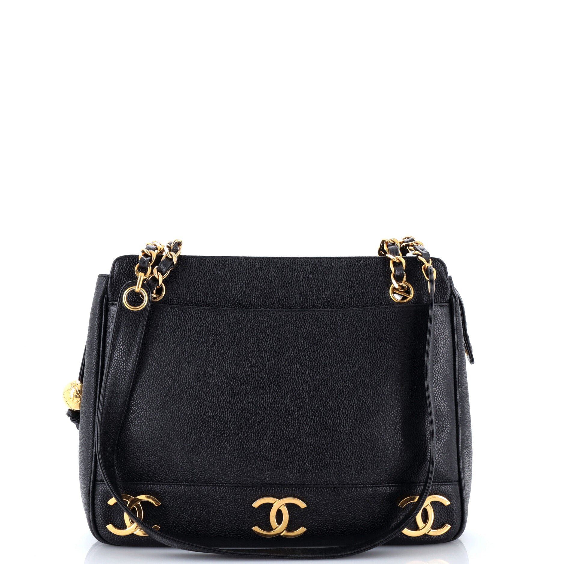 Vintage Metal CC Shoulder Bag Caviar Small