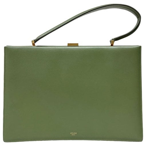 Clasp leather handbag