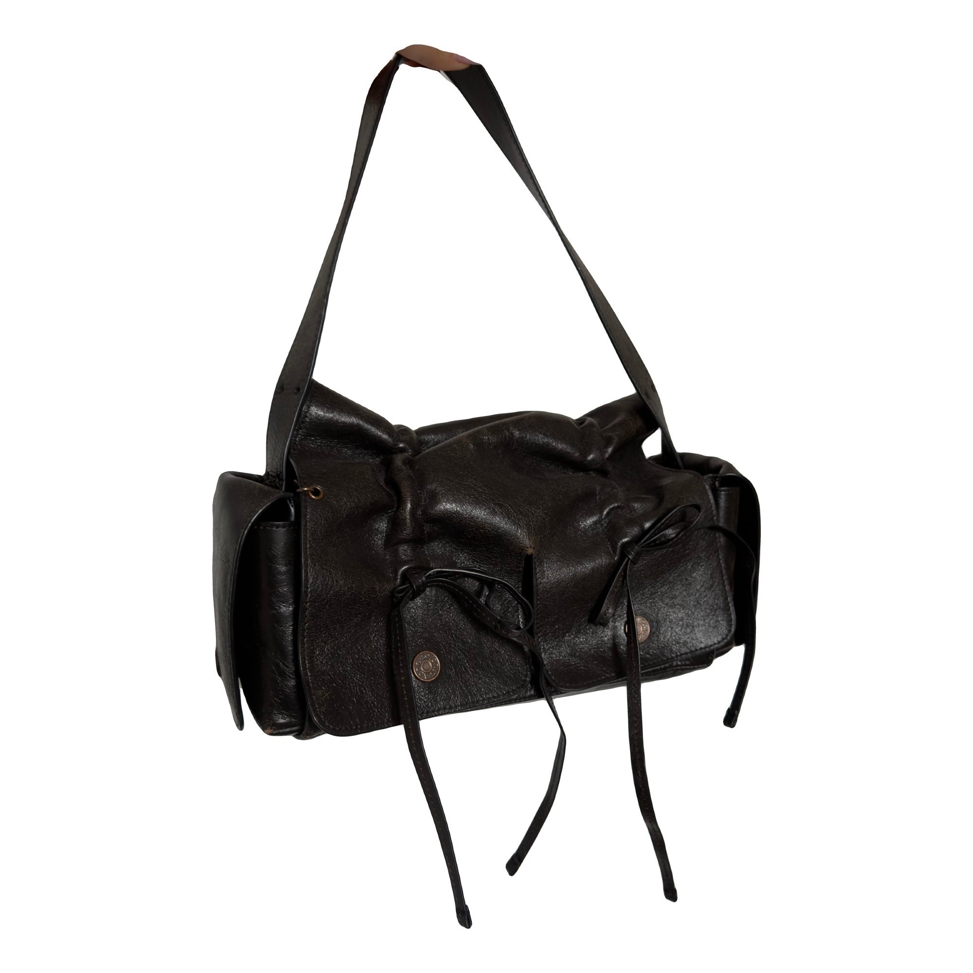 Multipocket leather handbag