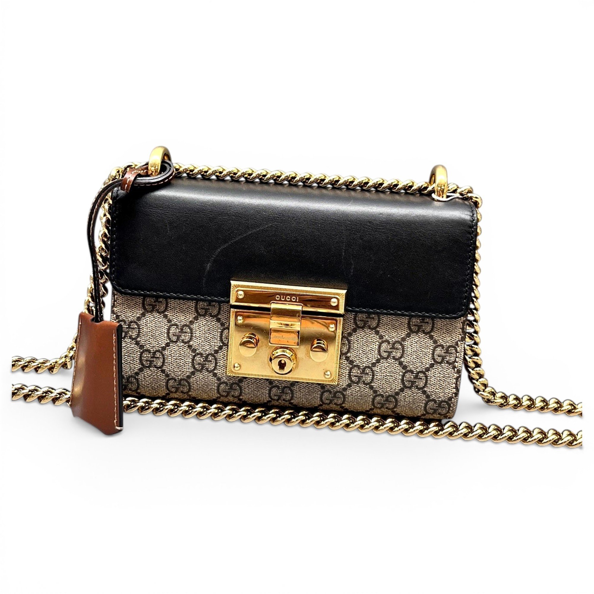 Padlock leather handbag